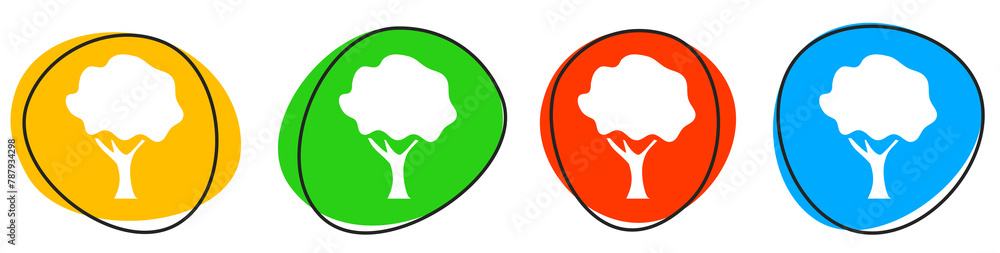 4 bunte Icons: wald oder Park - Button Banner 4 bunte Icons: wald oder Park - Button Banner