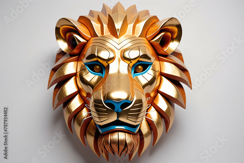 Metallic lion mask. Digital...