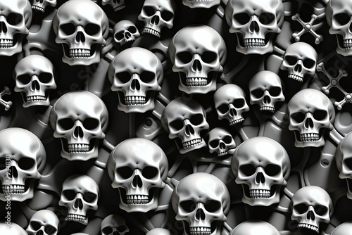Metallic Skulls. Seamless p...