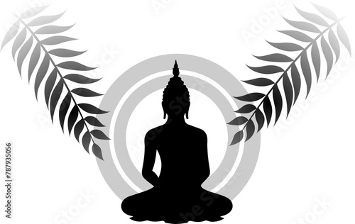 Papercut style buddha or guru purnima cultural background with leaves design photo