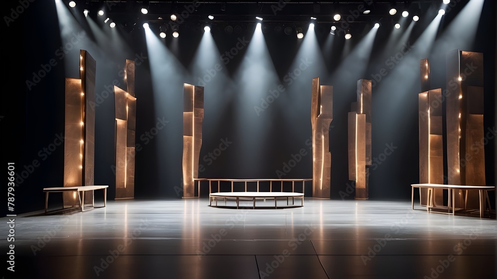 The modern dance production stage features a light background with ...