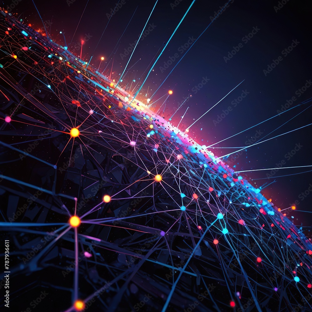 Obraz premium Abstract background with connected lines and dots. Network connection structure