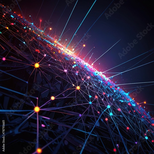 Abstract background with connected lines and dots. Network connection structure © Graphic Leading 