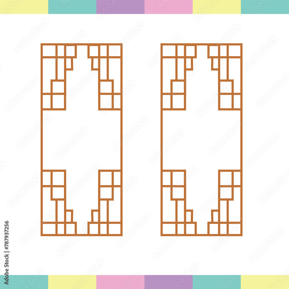 Fototapeta premium set of korean window vintage decoration. element stock 