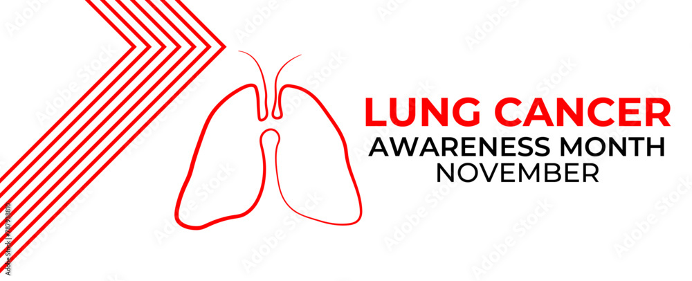 Obraz premium November is Lung Cancer Awareness Month. bronchitis, mold, air pollution, and smoking. banner, cover, poster, flyer, card, web, app, background, brochure. Vector illustration