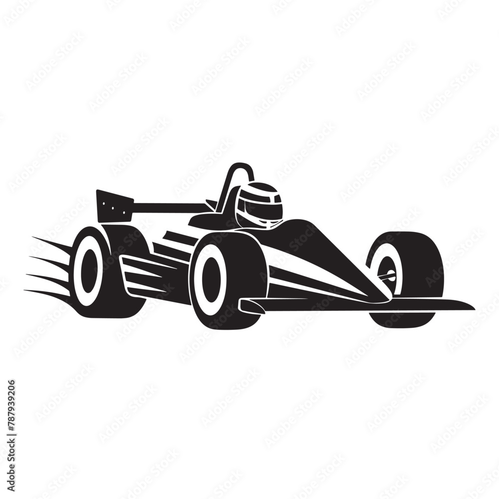 Obraz premium Racing kart vector illustration in black and white