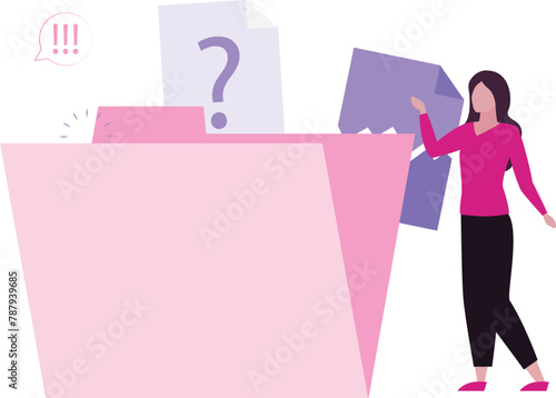 The girl is telling about the empty folder.