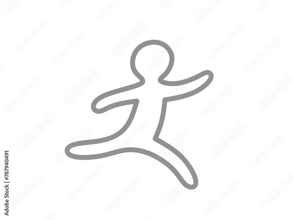 An icon of a human being exercising doing body movements. An icon of a human being exercising doing body movements.