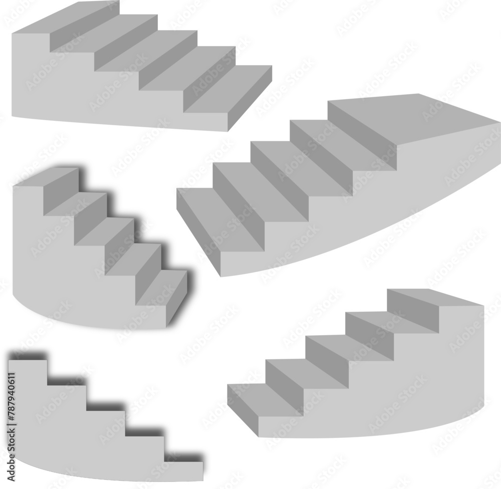 Fototapeta premium staircase in the house,3d interior staircases isolated on white background. the stair steps collection 