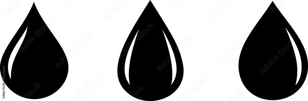 Pack of blue water droplet icon on white background Pack of blue water droplet icon on white background