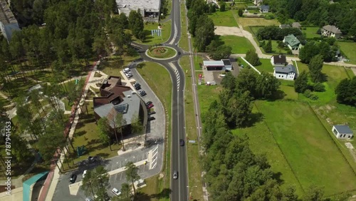 Aerial View of Country Side road with Cars photo