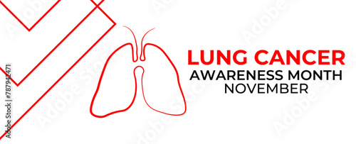 November, Lung cancer awareness month text and pink drawing line lung symbol. bronchitis, mold, air pollution, and smoking. banner, cover, poster, card, flyer, brochure. vector illustration