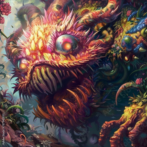 Vibrant Fantastical Creature in a Mystic Forest