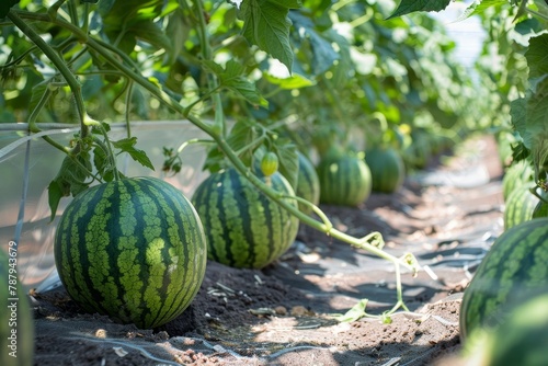 Watermelon farming in Almeria s greenhouse photo