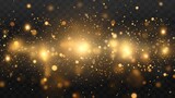 An explosion of golden light with shimmering sparkle particles isolated on a transparent background. Modern illustration of a bright yellow explosion with shimmering sparkles particles that is