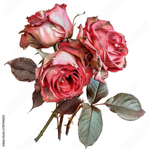 Roses of Rococo Art isolated on transparent png.