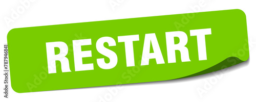 restart sticker. restart label