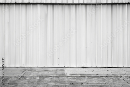 White roller shutter texture on corrugated metal sheet