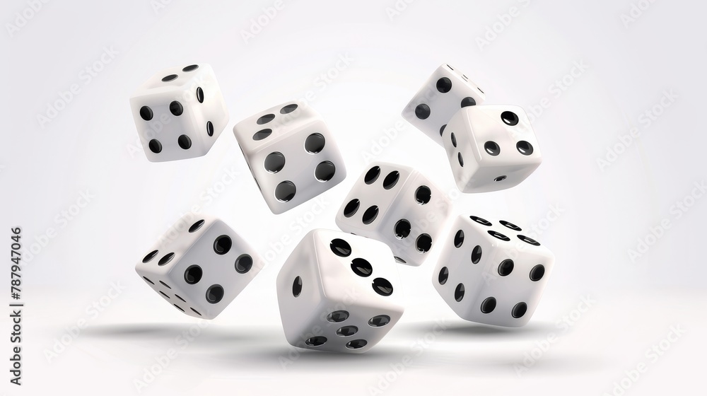 An illustration of a realistic modern white cube with the dots numbered from 1 to 6 for a casino game or gambling concept. Six-sided spot dice. Poker and backgammon and falling craps as a game of An illustration of a realistic modern white cube with the dots numbered from 1 to 6 for a casino game or gambling concept. Six-sided spot dice. Poker and backgammon and falling craps as a game of
