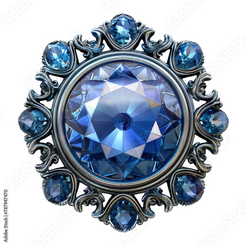 Sapphire of Rococo Art isolated on transparent png.