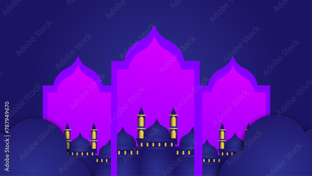 realistic ramadan blue background