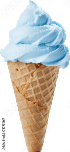 blue ice cream cone isolated on white or transparent background,transparency