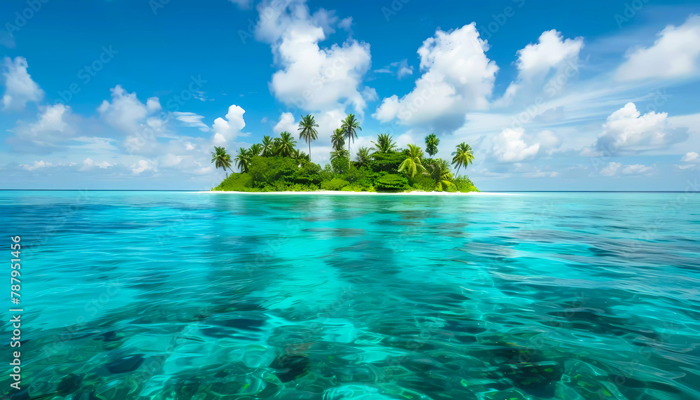 Obraz premium Tropical island paradise. Generative ai design concept art.