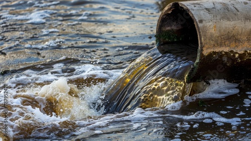 Wallpaper Mural Industrial wastewater discharge, Sewage pipe transporting polluted water into the canal, Environmental Pollution and contamination concept Torontodigital.ca
