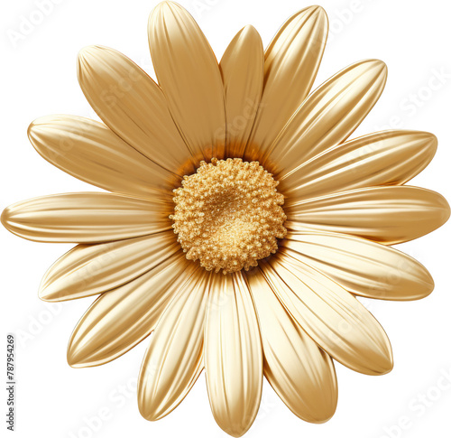 daisy flower made of gold,golden daisy flower isolated on white or transparent background,transparency
