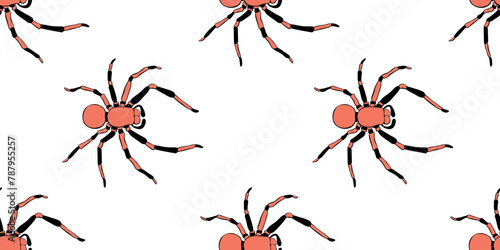 Vector seamless pattern of russet spiders in doodle flat style. Color background and texture of theme of insects, animals, halloween, phobias