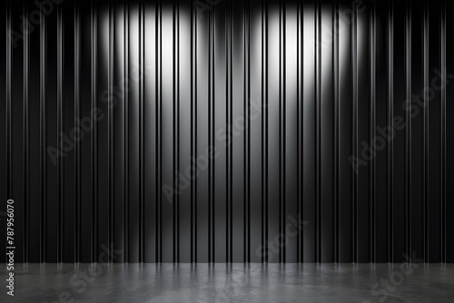 Dark Room With Vertical Lines on Wall. Generative AI