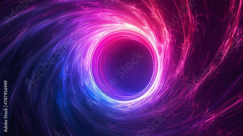 Technological glowing aperture background, colorful spiral coil graphic concept illustration on blue background