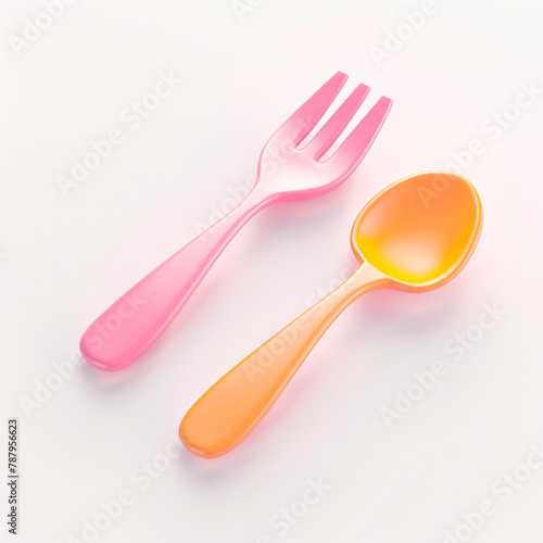 3D rendering of kitchen cutlery set, kitchen cutlery three dimensional illustration