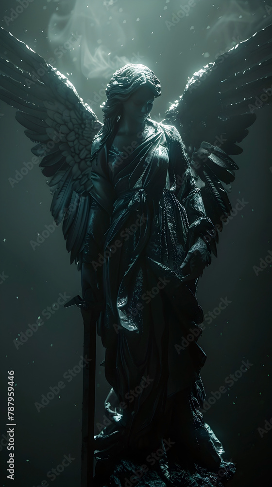 Fototapeta premium Guardian Angel Resisting Temptation in Dramatic Cinematic 3D Render with Details