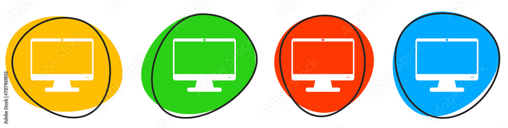4 bunte Icons: Computer Monitor - Button Banner 4 bunte Icons: Computer Monitor - Button Banner