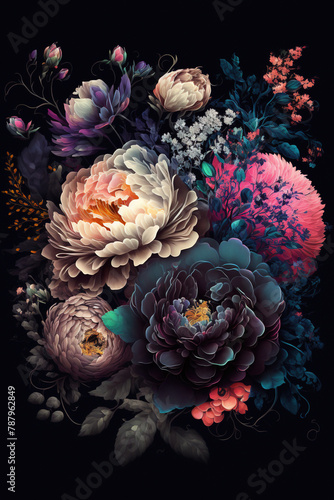 Beautiful floral bouquet on a dark background