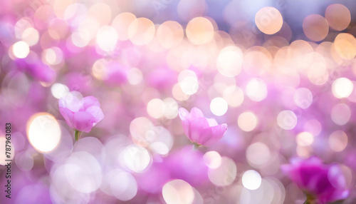 Close-up of pink flowers in bloom with a sparkling bokeh backdrop.