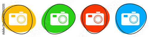 4 bunte Icons: Foto - Button Banner