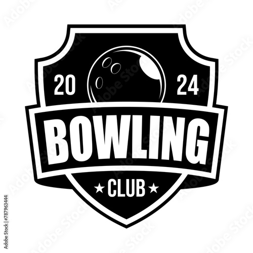 Bowling club tournament logo emblem design illustration