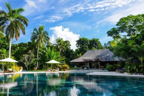 An enchanting family getaway to a remote island retreat, with secluded beaches, lush rainforests, and the serenity of being surrounded by nature's beauty, Generative AI