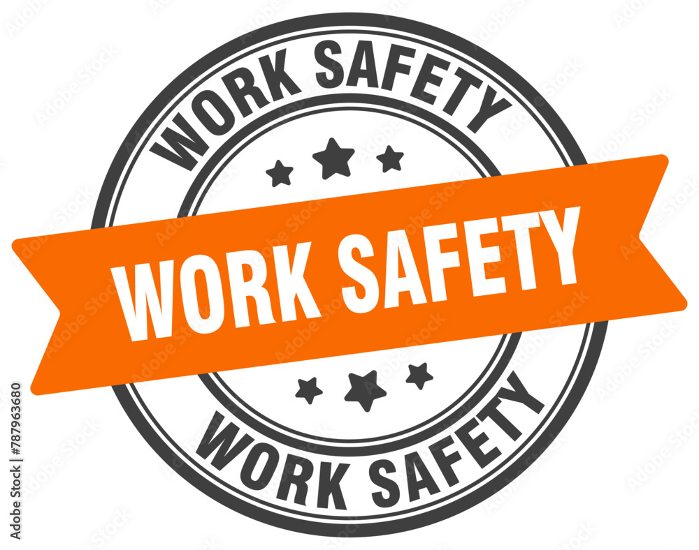 work safety stamp. work safety label on transparent background. round sign