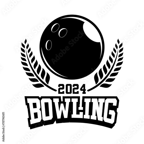 Bowling club tournament logo emblem design illustration