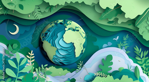 Background illustrations of paper cut signs and symbols to save planet earth, World environment day