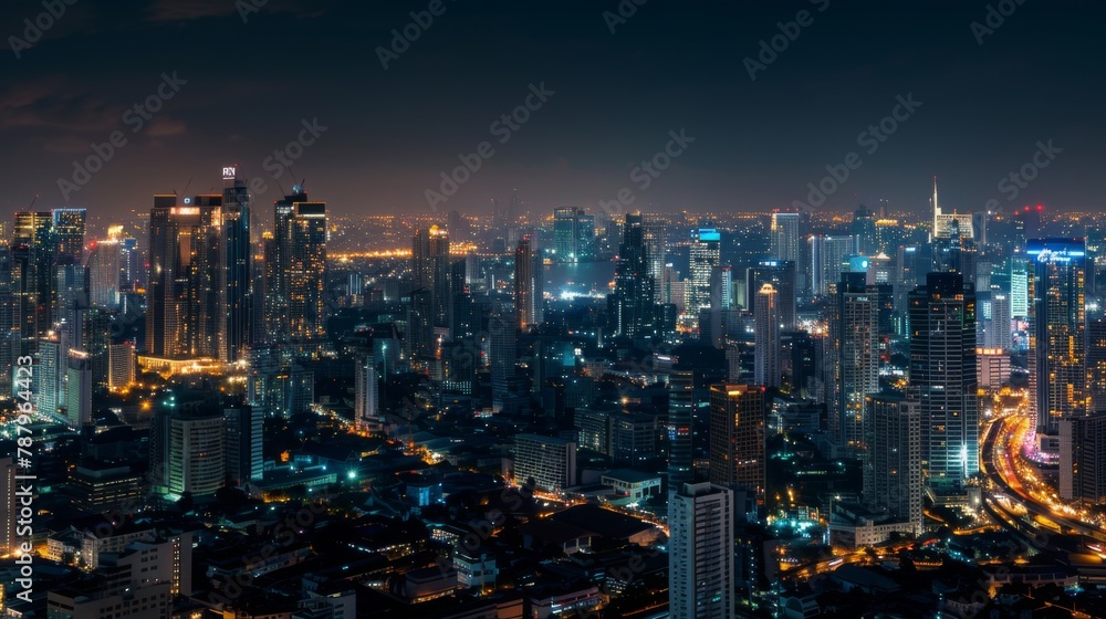 Night of the Metropolitan Bangkok City downtown cityscape urban skyline tower Thailand