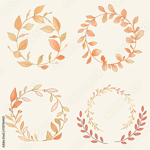 a close up of four different colored leaves arranged in a circle photo