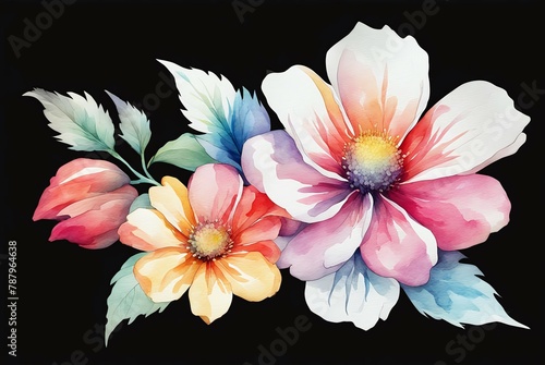 Vibrant watercolor-style image by a stock photographer, featuring a colorful flower against a clean white background. Artistic and detailed, perfect for various design needs.