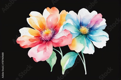 Vibrant watercolor-style image by a stock photographer, featuring a colorful flower against a clean white background. Artistic and detailed, perfect for various design needs.