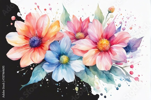 Vibrant watercolor-style image by a stock photographer, featuring a colorful flower against a clean white background. Artistic and detailed, perfect for various design needs.