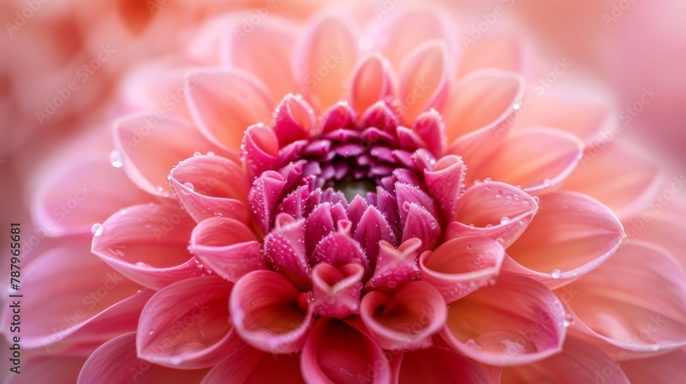 A close up of a pink flower with water droplets on it, AI A close up of a pink flower with water droplets on it, AI