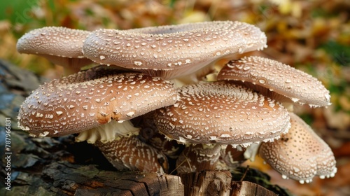 shiitake mushrooms growing in logs